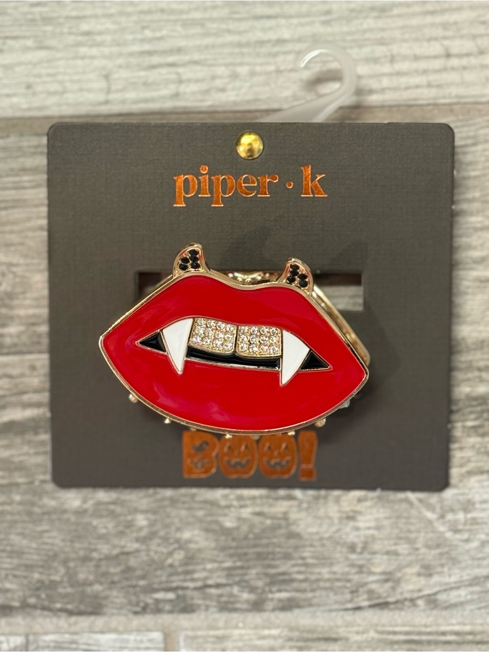 Piper K Red Vampire Lips Halloween hair clip accessory